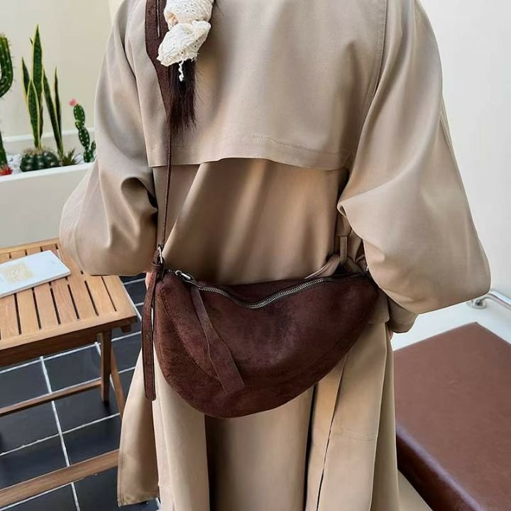 TROUVAILLE東大門㊣代購女士新品時尚25秋冬單肩斜跨包絨面革TROUVAILLE單肩/斜跨包