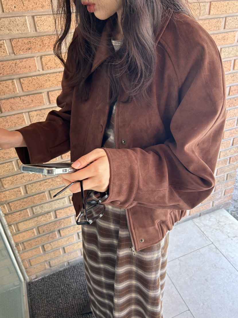 ME MO東大門㊣代購女裝新品時尚推薦25秋冬熱賣夾克絨面革ME MO夾克