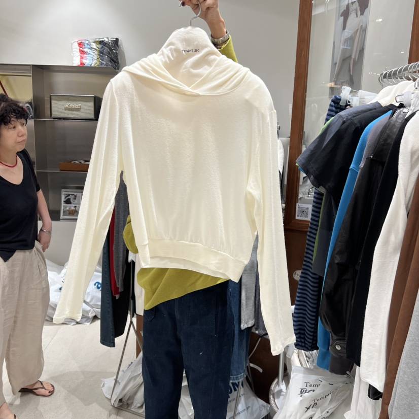 TEMPTING東大門㊣實拍女士新品職業熱賣休閑長袖T恤連帽衫羊毛TEMPTING長袖T恤