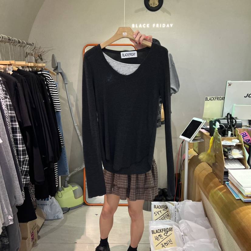 BLACKFRIDAY東大門㊣實拍女裝新品人氣時尚25秋冬熱賣長袖T恤BLACK FRIDAY長袖T恤
