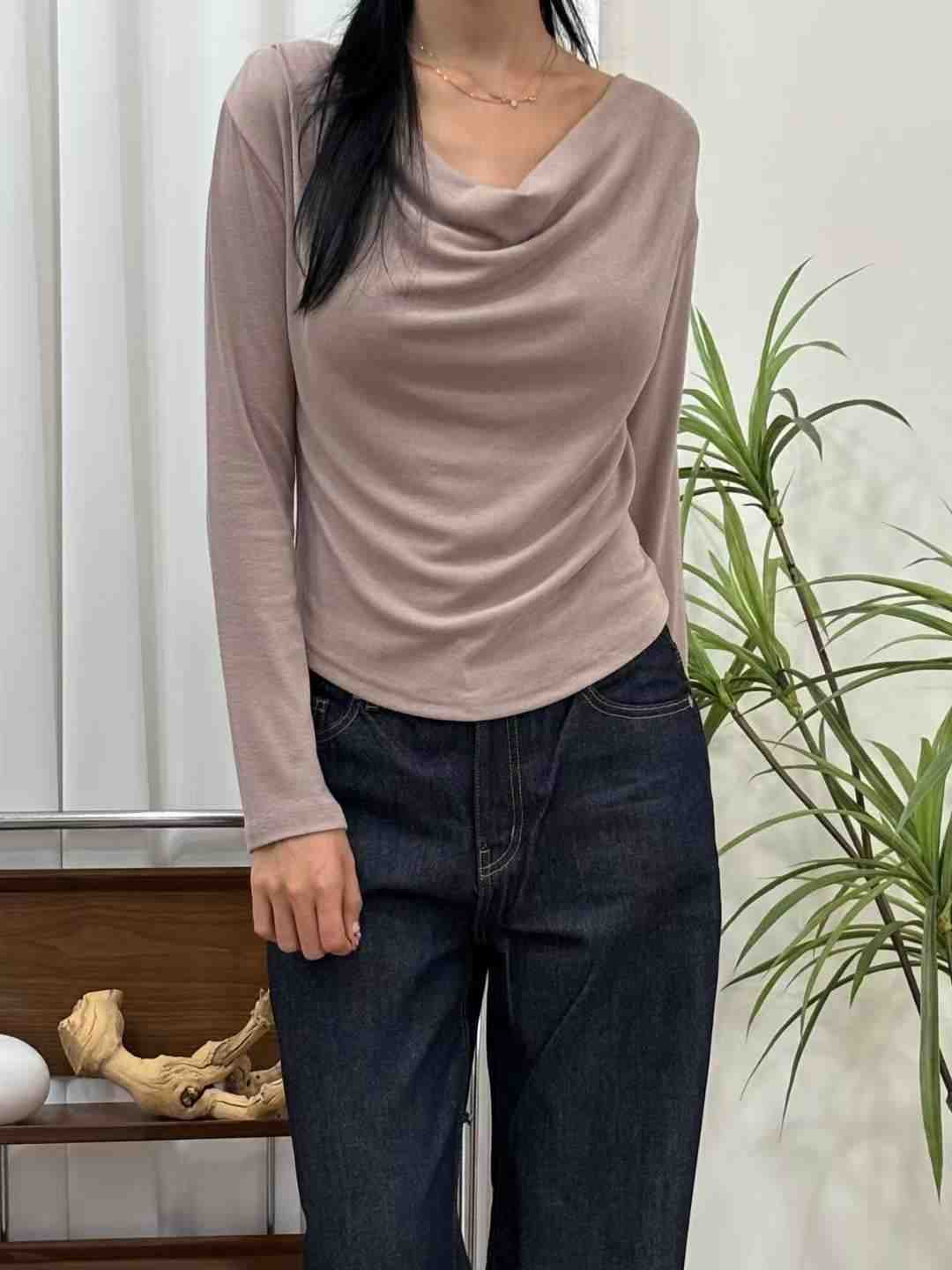 YANGPA韓國代購㊣女士新品推薦時尚熱賣25秋冬人氣職業長袖T恤YANGPA長袖T恤