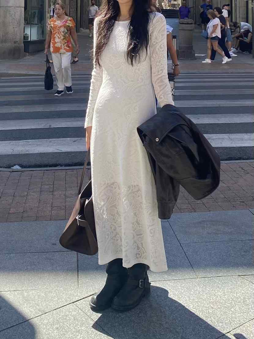 OUPPT東大門㊣直郵女士新款時尚休閑推薦職業連衣裙蕾絲長款OUPPT連衣裙