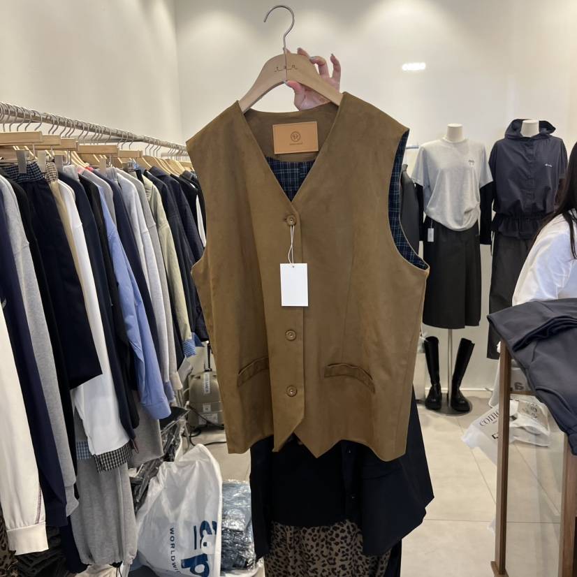 TAN&amp;COMO韓國代購㊣女士新品休閑時尚職業熱賣馬甲絨面革tan-COMO馬甲