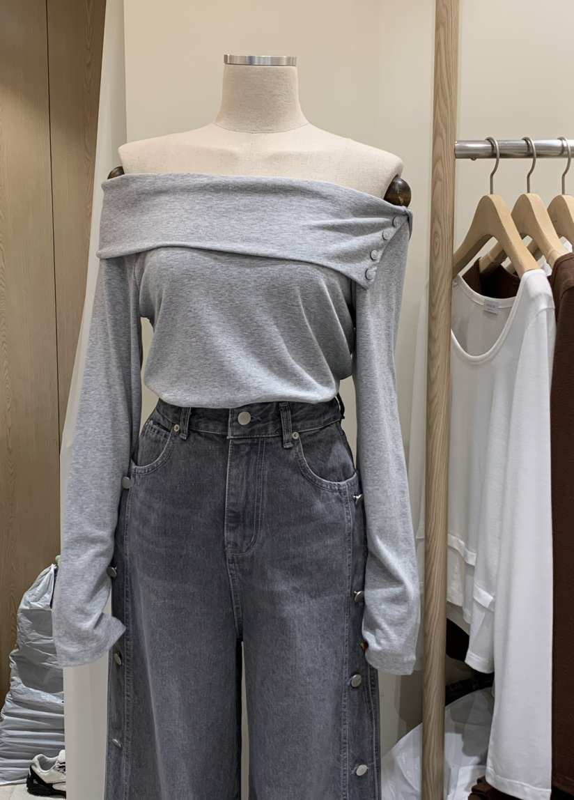 VINTAGE VIBE東大門㊣實拍女士新品休閑真品人氣長袖T恤露肩VINTAGE VIBE長袖T恤