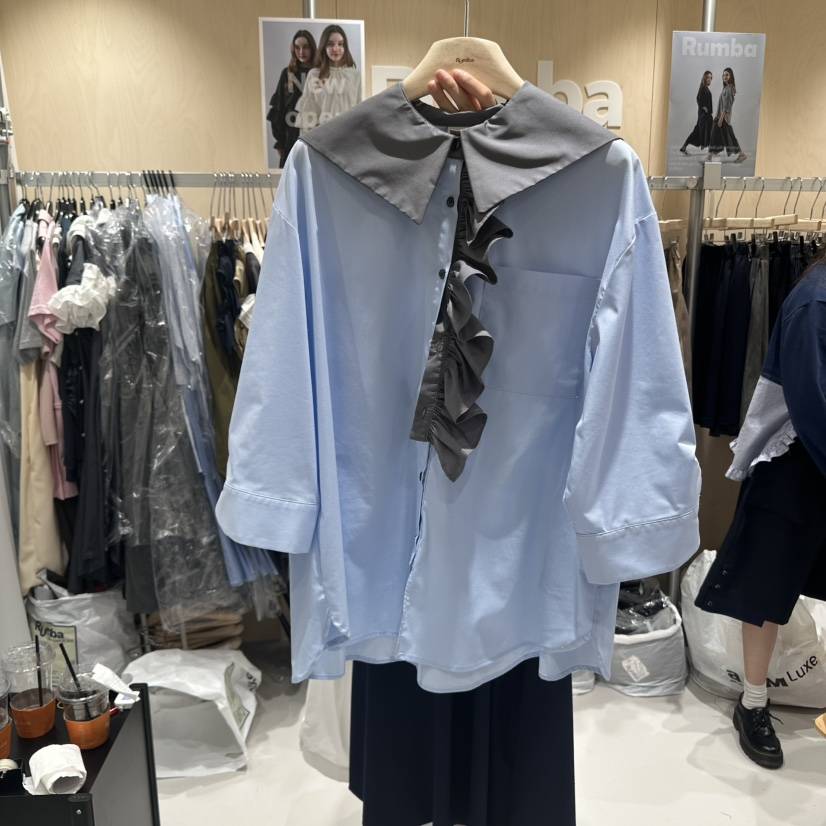 RUMBA韓國代購㊣女士新款25秋冬推薦人氣熱賣職業襯衫蕾絲衫RUMBA襯衫/蕾絲衫
