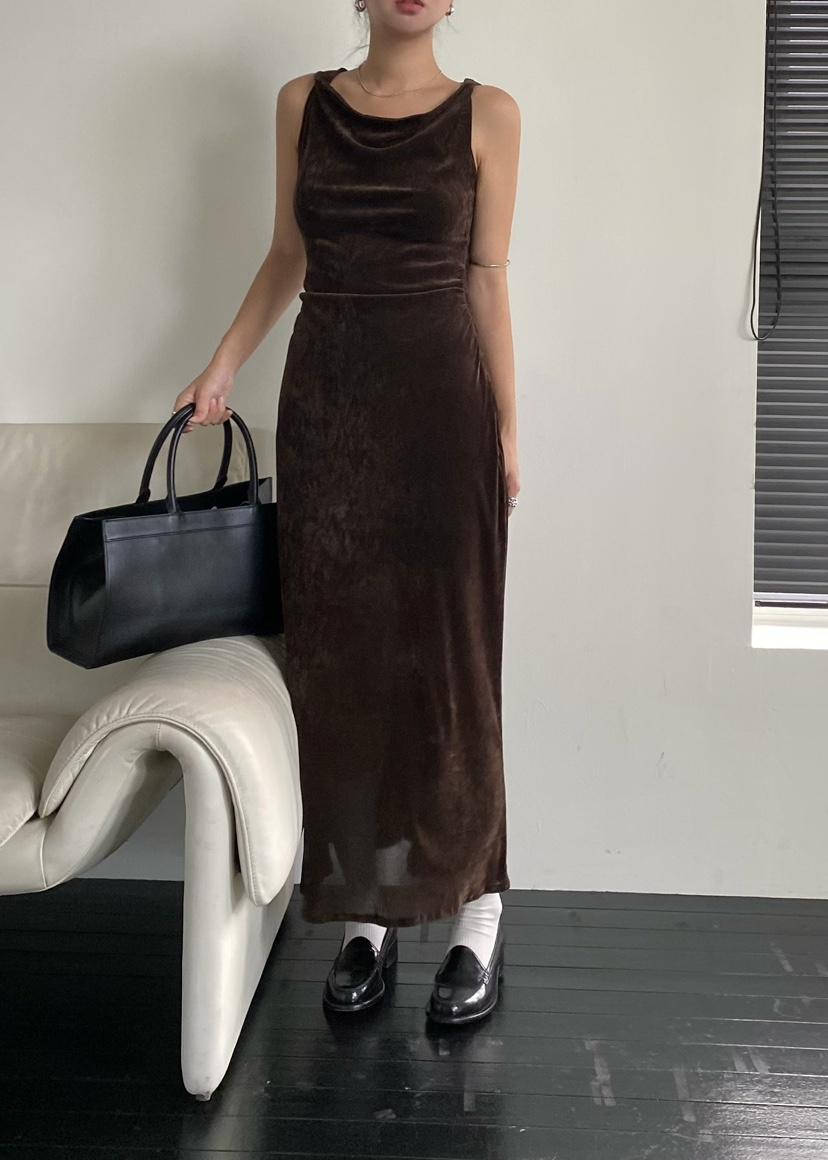 OUPPT韓國代購㊣女裝新款時尚熱賣人氣真品連衣裙天鵝絨網眼OUPPT連衣裙