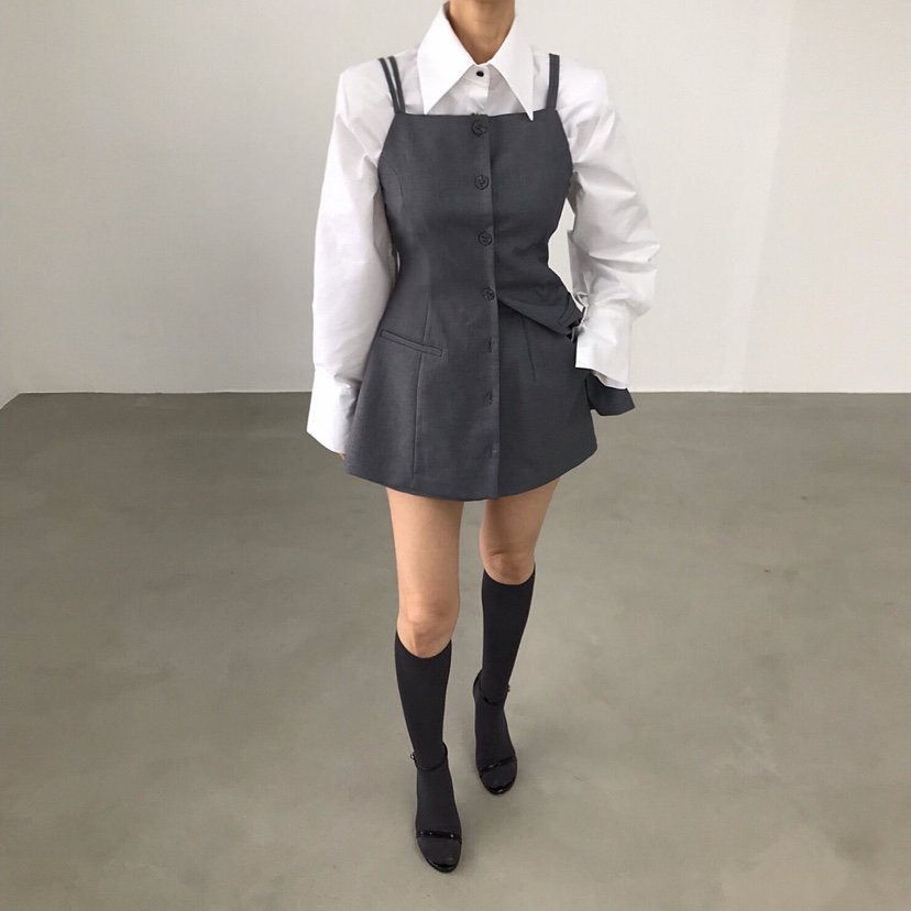 2TWO MOON東大門㊣實拍女裝新款時尚25秋冬連衣裙紐扣背心2TWO MOON連衣裙