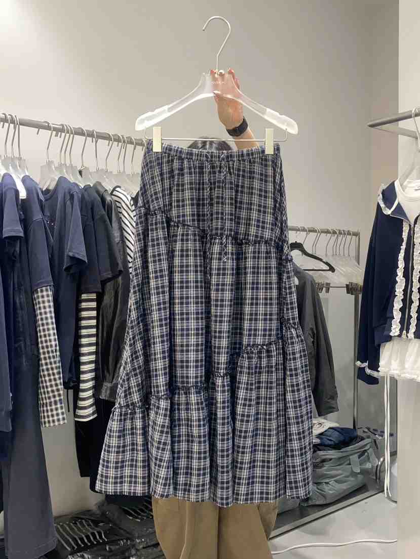 LOOKK東大門㊣實拍女士新款職業休閑25秋冬熱賣時尚長裙格紋LOOKK長裙
