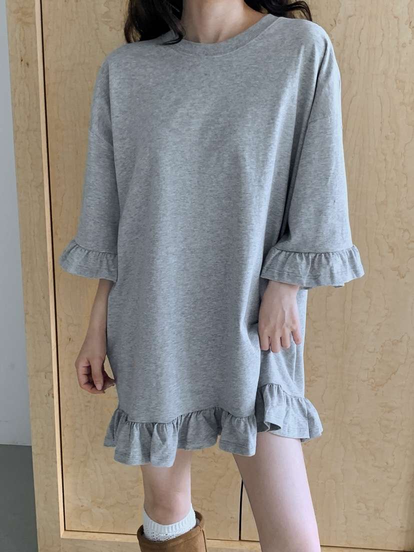 JKICHI韓國代購㊣女士新品25秋冬熱賣人氣職業T恤荷葉邊腰帶JKICHIT恤