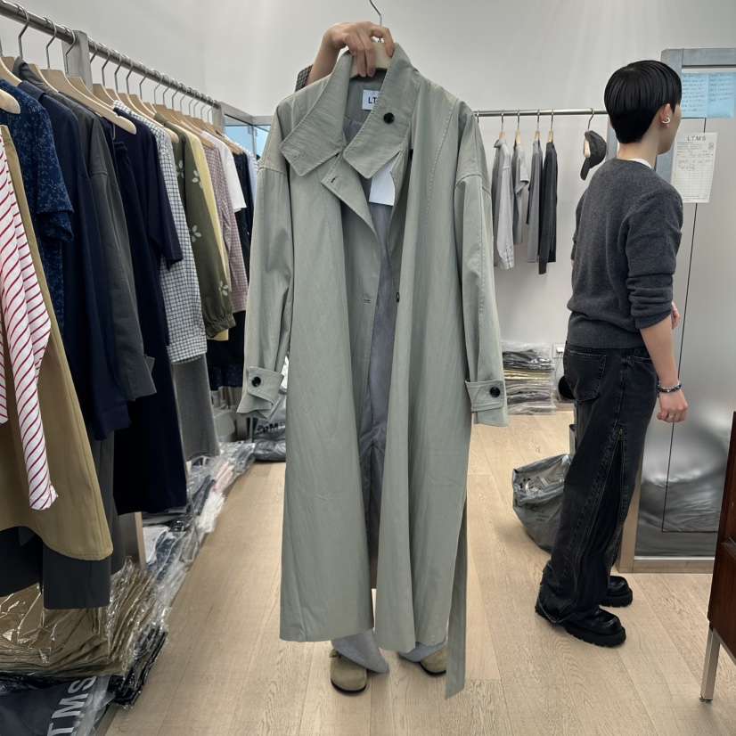 LTMS韓國代購㊣女裝新款推薦職業25秋冬真品長款風衣含腰帶LTMS長款風衣