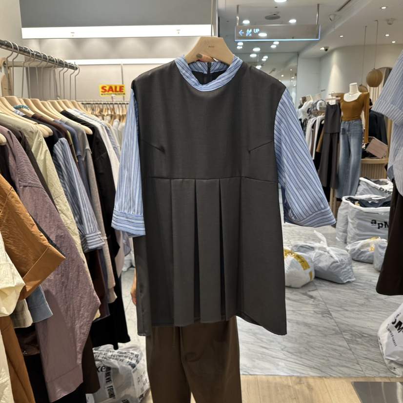 REVE-L東大門㊣代購女裝新品真品人氣休閑襯衫蕾絲衫假兩件REVE-L襯衫/蕾絲衫