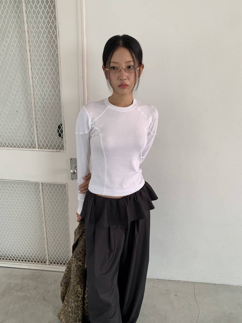 SUNDER MARKET韓國直郵㊣女士新款熱賣25秋冬休閑長袖T恤刺繡SUNDER MARKET長袖T恤