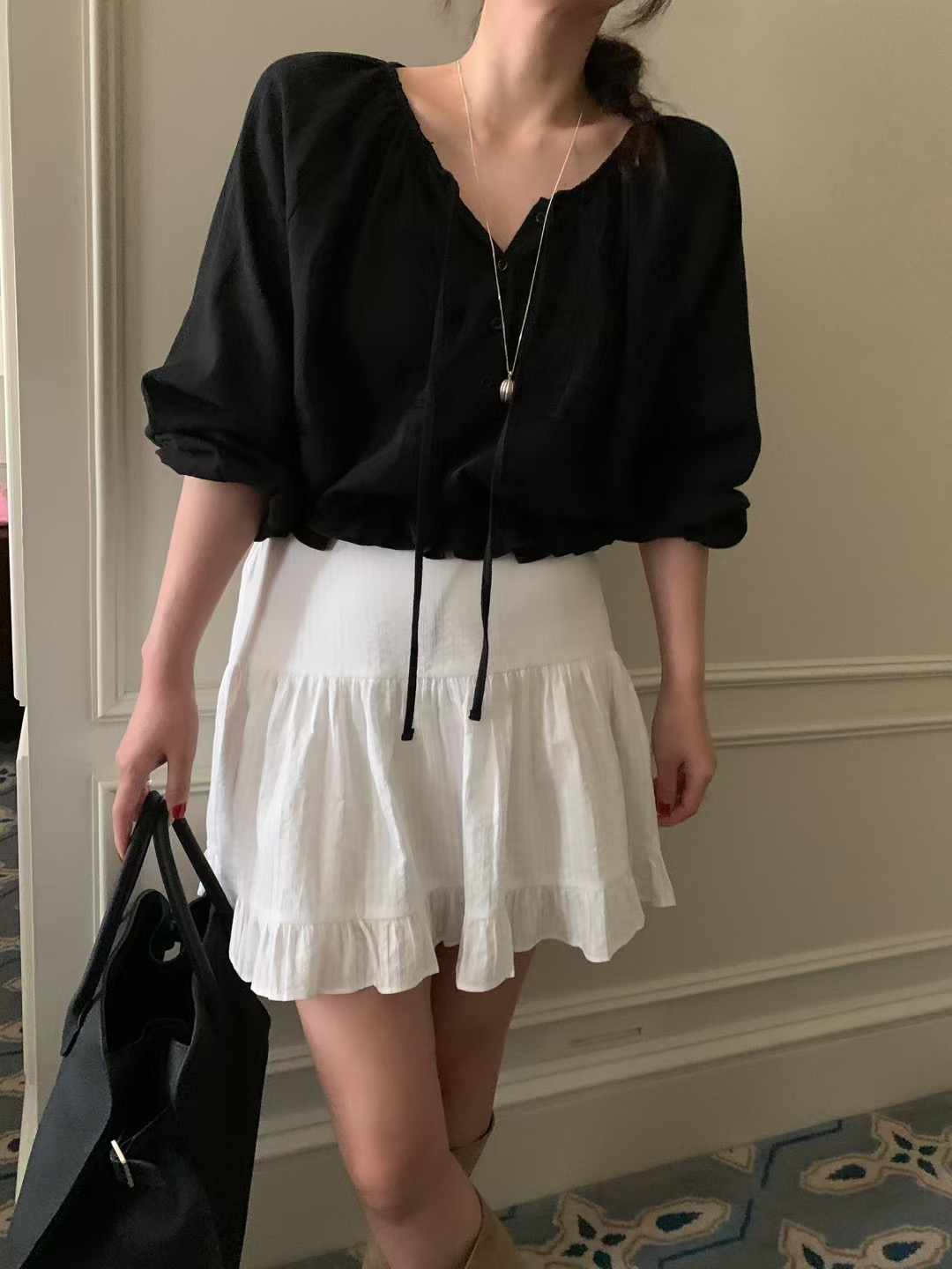 MELLOUNGE-멜라운지-T東大門㊣實拍女士新品職業25秋冬短裙MELLOUNGE-T短裙