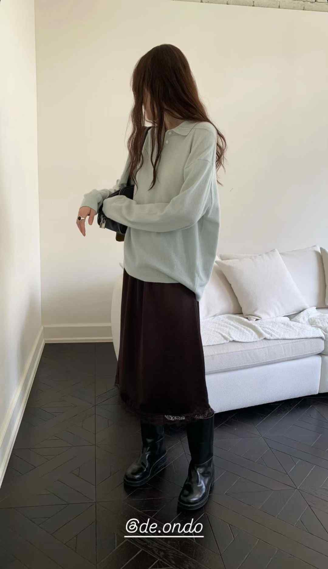 DE ONDO韓國代購㊣女士新品熱賣時尚休閑職業針織衫羊絨寬松DE ONDO針織衫