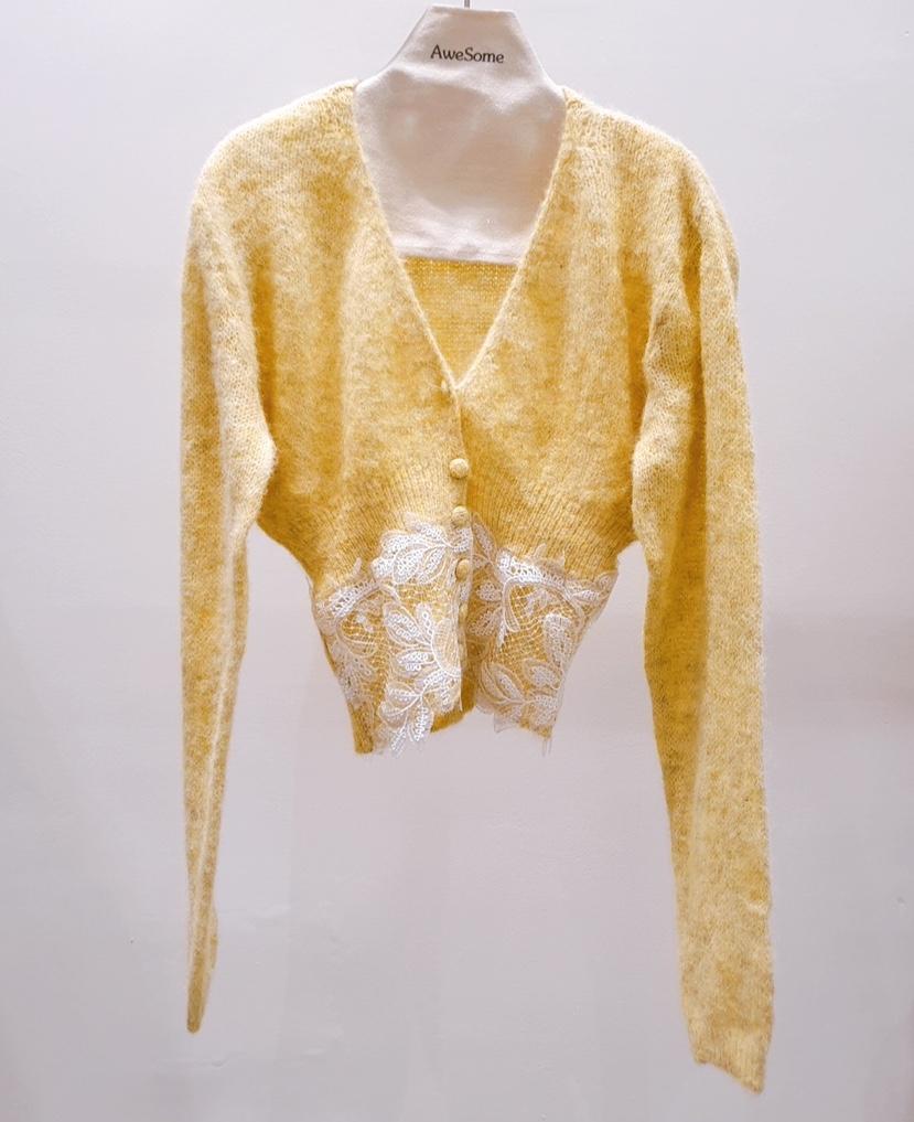 AWESOME-P韓國直郵㊣女士新品真品職業熱賣針織衫腰帶開衫AWESOME-P針織衫