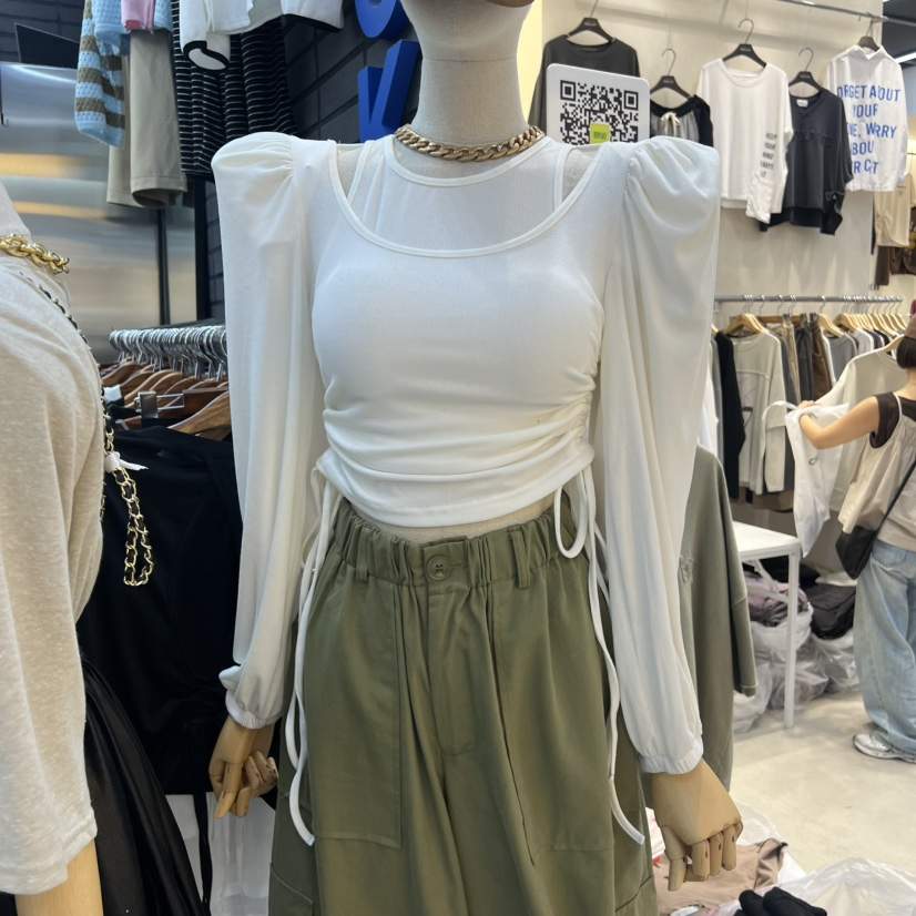 BLACK BABI韓國直郵㊣女士新品25秋冬職業休閑長袖T恤假兩件BLACK BABI長袖T恤