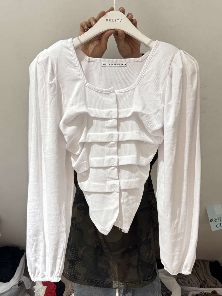 BELITA-L東大門㊣直郵女裝新品人氣25秋冬長袖T恤開衫紐扣BELITA-L長袖T恤