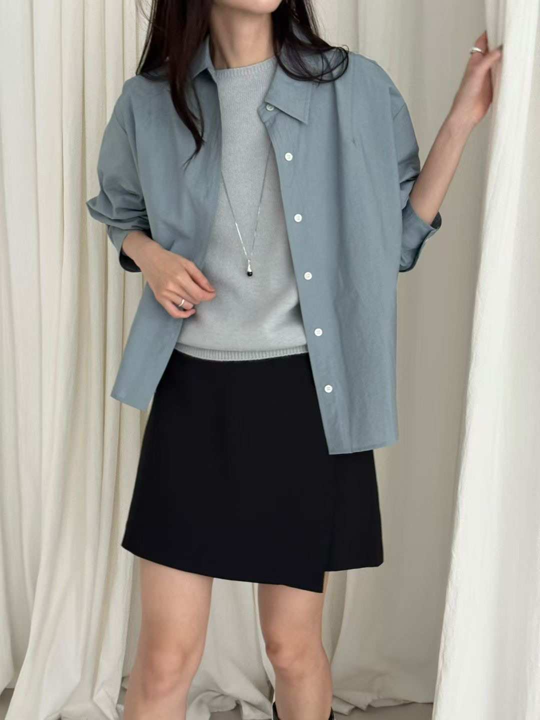 AMYGRACE韓國代購㊣女裝新款時尚休閑熱賣真品25秋冬襯衫蕾絲衫AMYGRACE襯衫/蕾絲衫