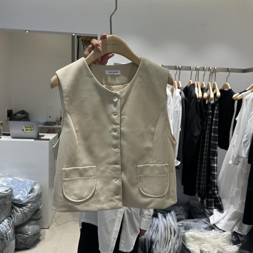 RICH SISTER東大門㊣直郵女裝新品職業馬甲不含內搭燈心絨RICH SISTER馬甲