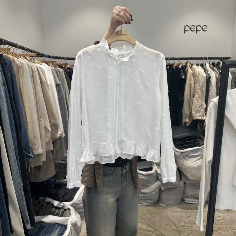 ALMOND PEPE韓國直郵㊣女裝新品休閑人氣時尚真品襯衫蕾絲衫ALMOND PEPE襯衫/蕾絲衫
