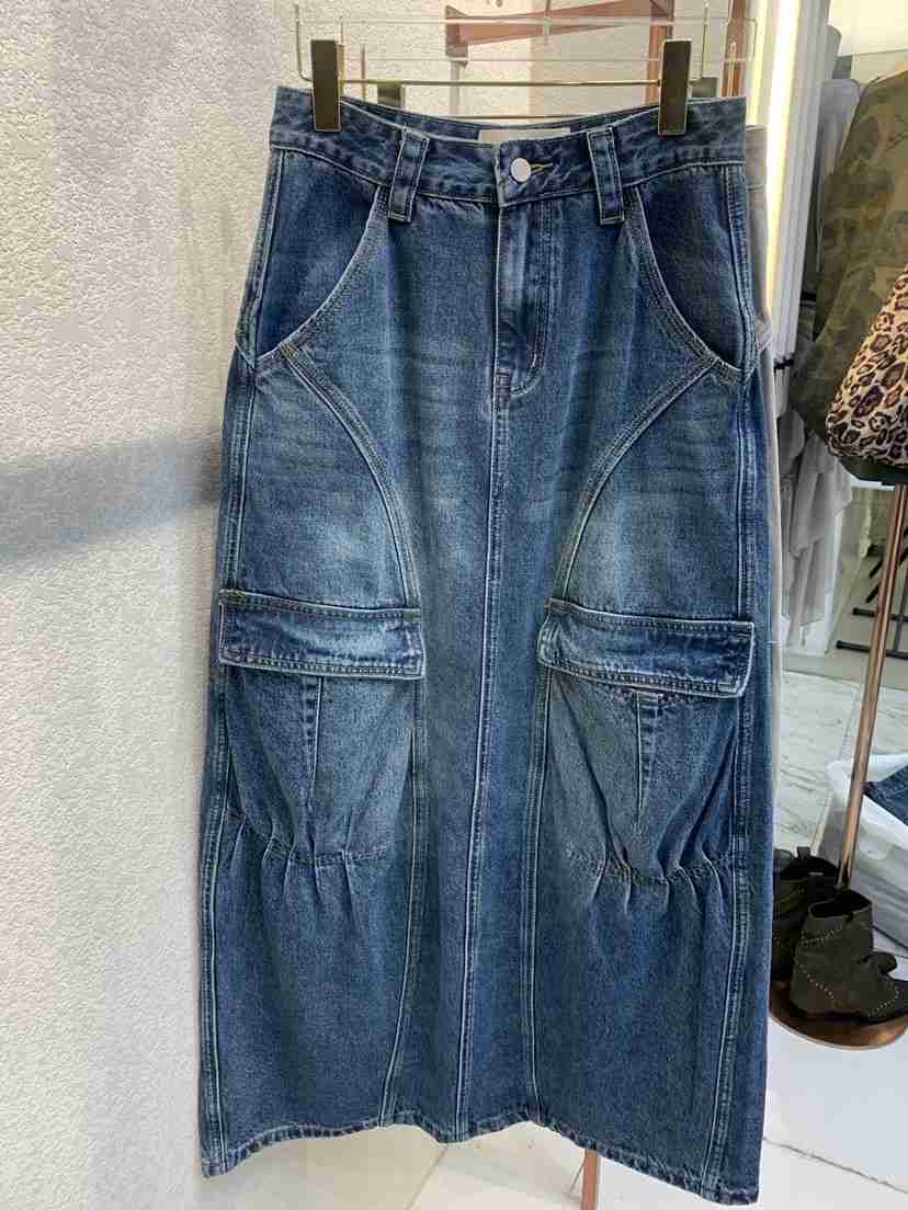 SYMBOL東大門㊣實拍女士新品休閑推薦真品熱賣長裙工裝褶皺SYMBOL長裙