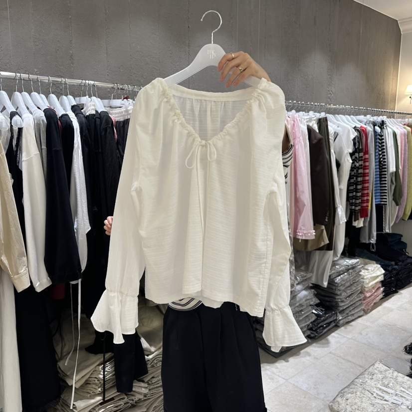 MIXXIN韓國直郵㊣女士新品真品25秋冬時尚襯衫蕾絲衫蝴蝶結MIXXIN襯衫/蕾絲衫