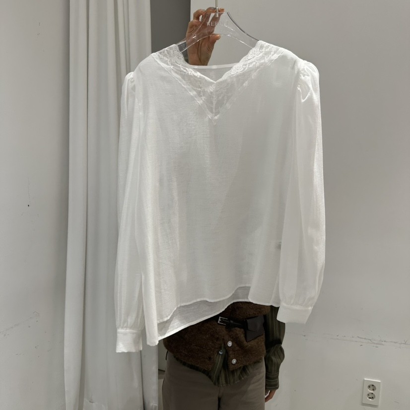 NEROLI 36韓國代購㊣女裝新款熱賣休閑襯衫蕾絲衫蕾絲絲質NEROLI 36襯衫/蕾絲衫