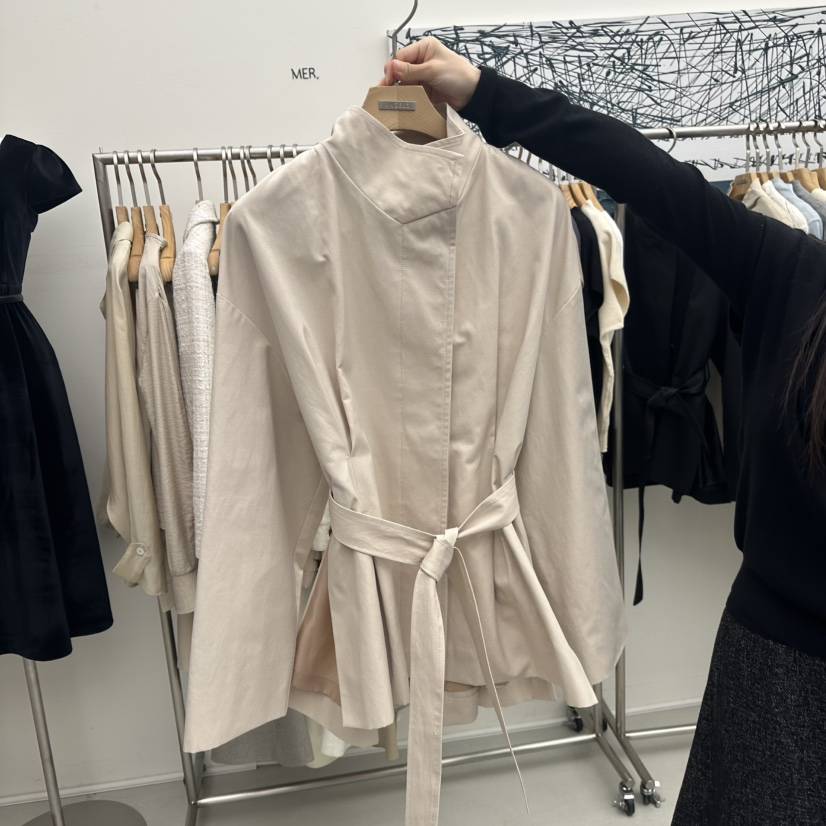 MER東大門㊣直郵女裝新品推薦人氣真品熱賣休閑25秋冬夾克含腰帶MER/ANGELO BIANCO夾克
