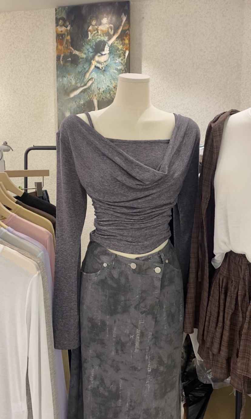 N BROWN東大門㊣實拍女士新品職業真品推薦長袖T恤假兩件套裝N BROWN長袖T恤