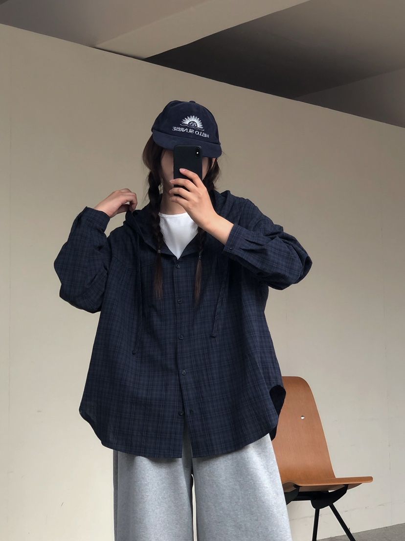 ONDO-P東大門㊣代購女裝新品真品職業推薦襯衫蕾絲衫格紋連帽ONDO-P襯衫/蕾絲衫