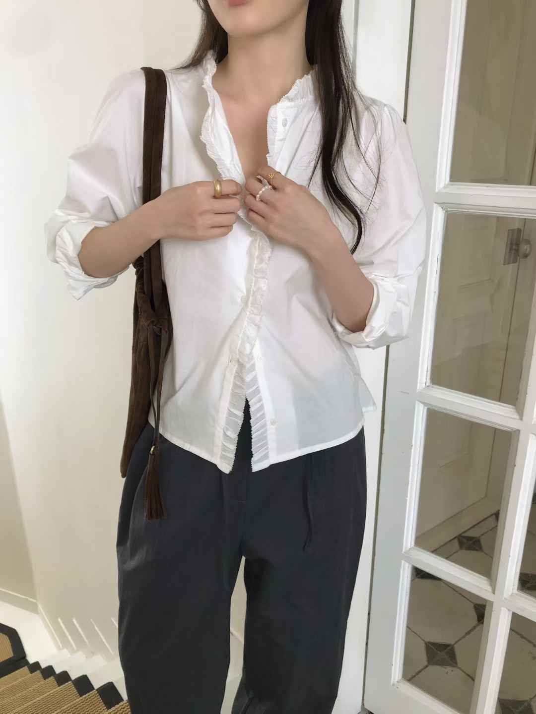 OUIR東大門㊣實拍女士新款人氣休閑職業推薦25秋冬襯衫蕾絲衫OUIR襯衫/蕾絲衫