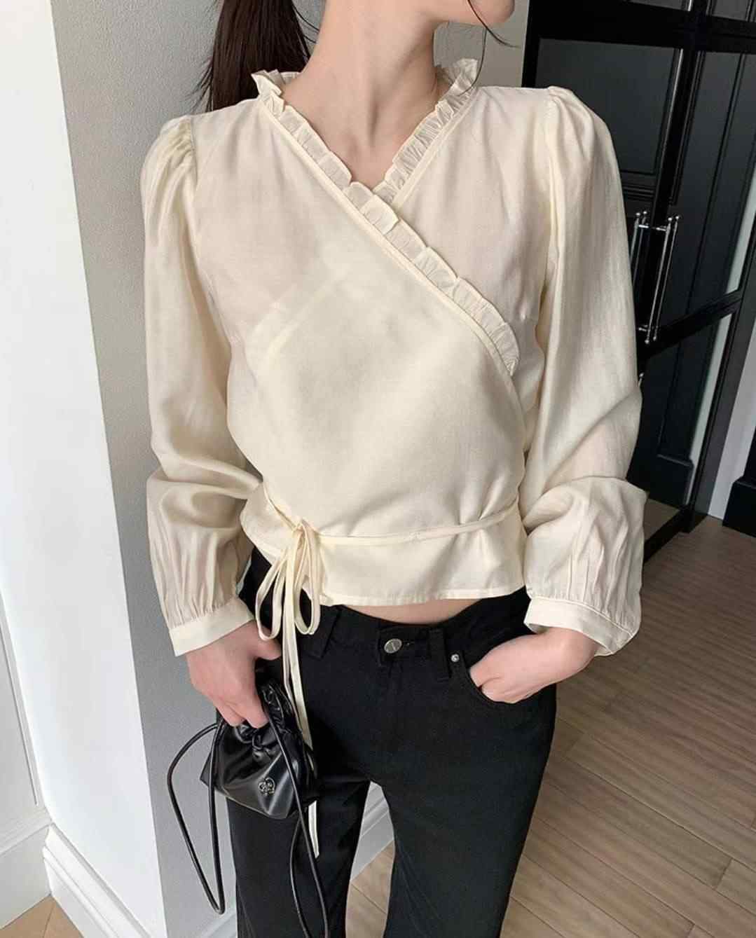 GLOWY韓國代購㊣女裝新品推薦時尚熱賣職業休閑25秋冬襯衫蕾絲衫GLOWY襯衫/蕾絲衫