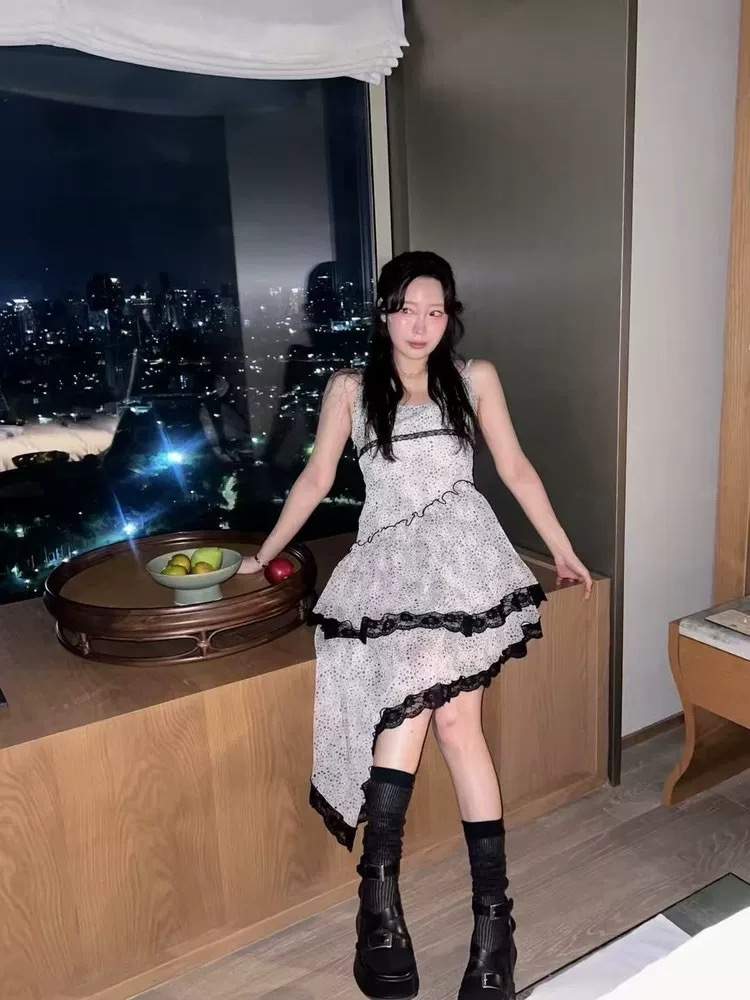 TYCHE韓國代購㊣女裝新品時尚推薦真品25秋冬休閑連衣裙蕾絲TYCHE連衣裙