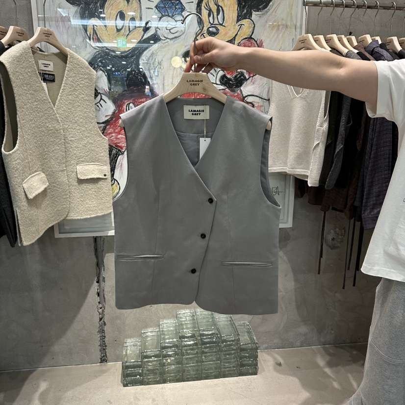 LAMAGIEPIE東大門㊣實拍女士新品熱賣25秋冬真品休閑職業馬甲LAMAGIE GREY馬甲