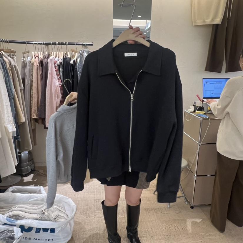 W AND J韓國代購㊣女士新款真品25秋冬推薦休閑時尚衛衣拉鏈W AND J衛衣