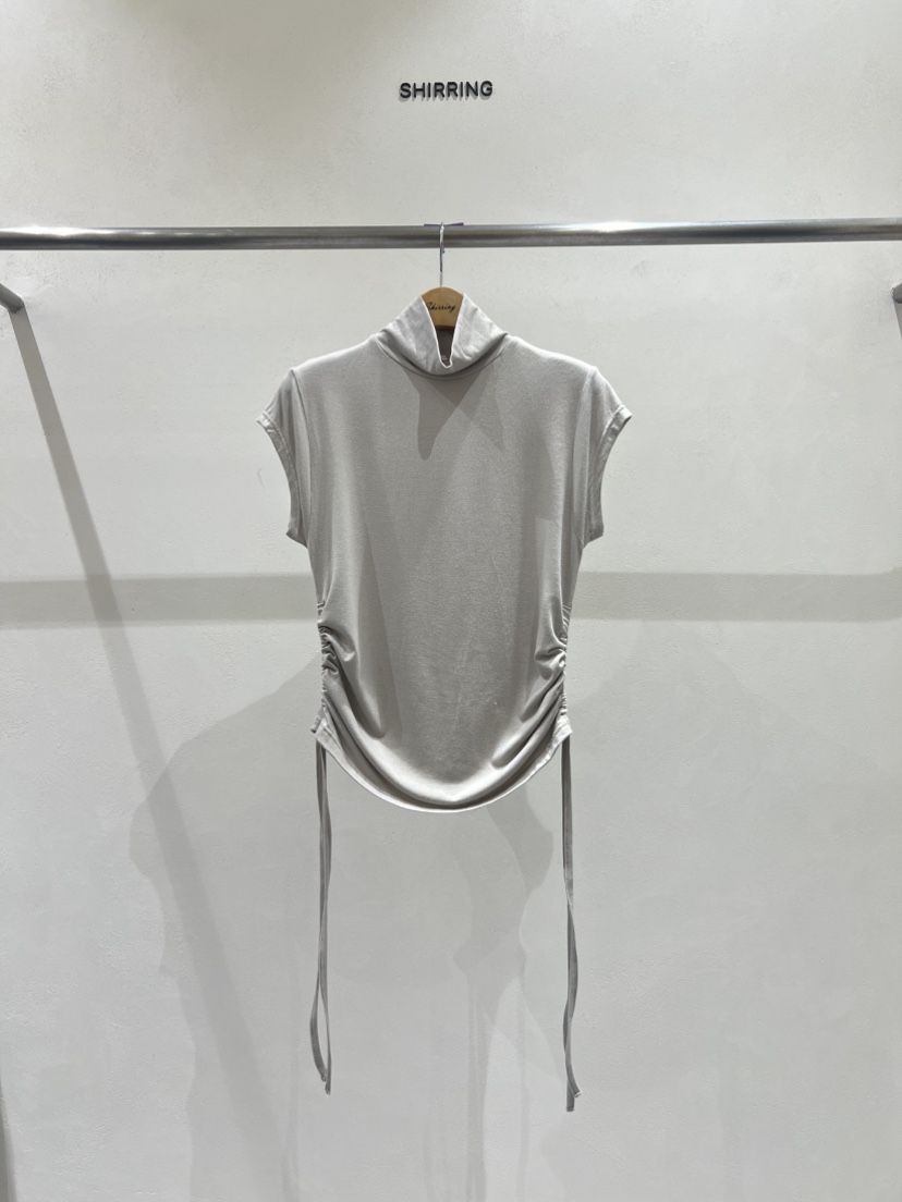SHIRRING東大門㊣直郵女裝新品推薦熱賣25秋冬T恤莫代爾褶皺SHIRRINGT恤