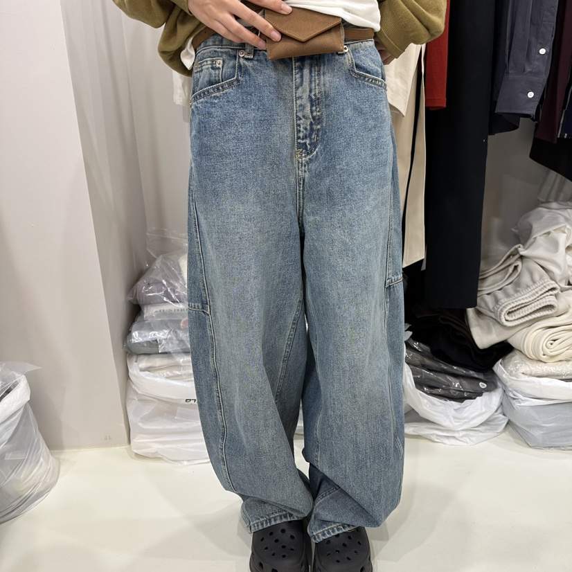 MUSHROOM EFFECT東大門㊣代購女士新品職業牛仔褲不含腰帶MUSHROOM EFFECT牛仔褲