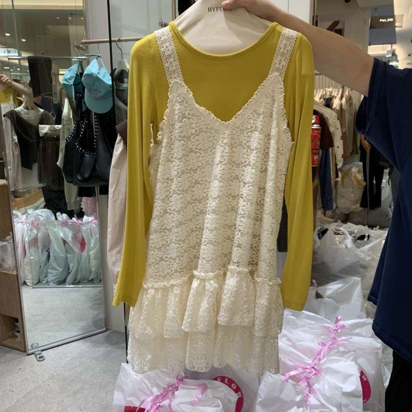 BY FLOW東大門㊣直郵女裝新品熱賣職業連衣裙不含內搭蕾絲BY FLOW連衣裙