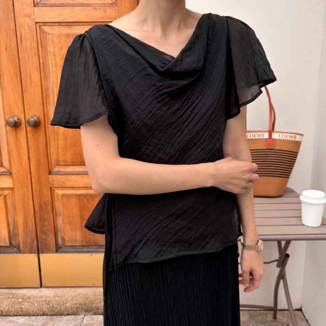 MAENEW韓國直郵㊣女裝新品時尚職業真品襯衫蕾絲衫雙排扣天絲MAENEW襯衫/蕾絲衫