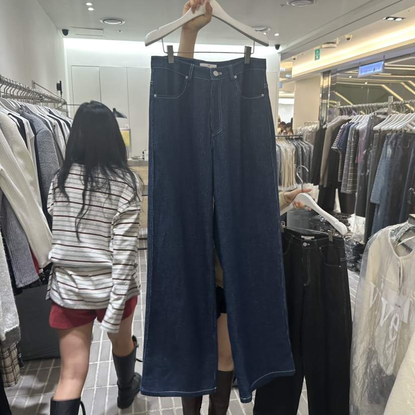 VIVE東大門㊣代購女裝新款休閑推薦熱賣職業人氣牛仔褲條紋VIVE牛仔褲