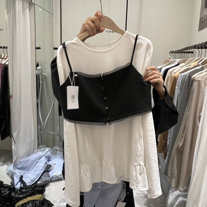 YUNBAL東大門㊣直郵女士新款時尚職業吊帶背心不含內搭歐根紗YUNBAL吊帶/背心