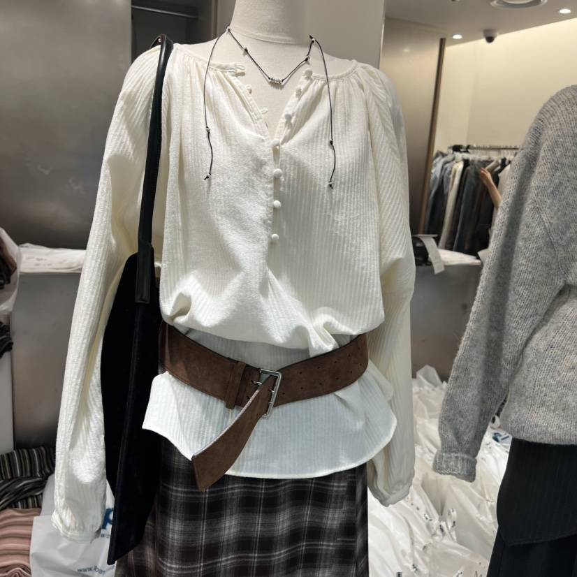 MEET ME東大門㊣實拍女士新品人氣25秋冬熱賣休閑襯衫蕾絲衫MEET ME襯衫/蕾絲衫