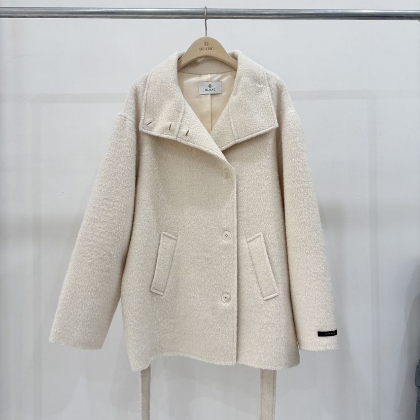 BLANC-A韓國直郵㊣女士新品25秋冬休閑推薦中長款大衣含腰帶BLANC-A中長款大衣