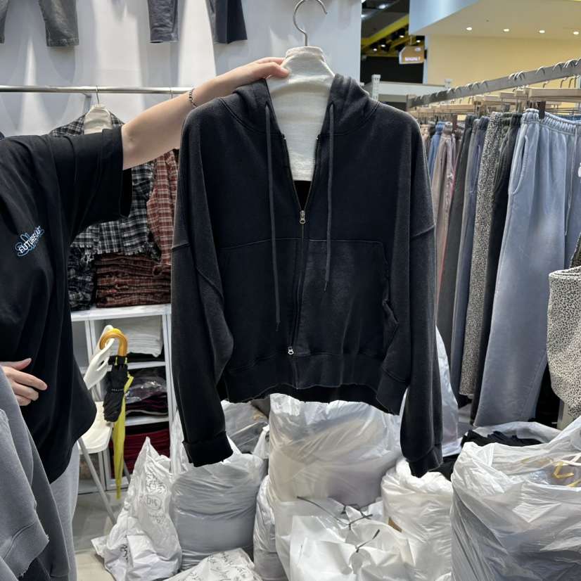 WASHBLUE韓國直郵㊣女裝新品推薦職業時尚25秋冬夾克連帽拉鏈衫WASHBLUE夾克