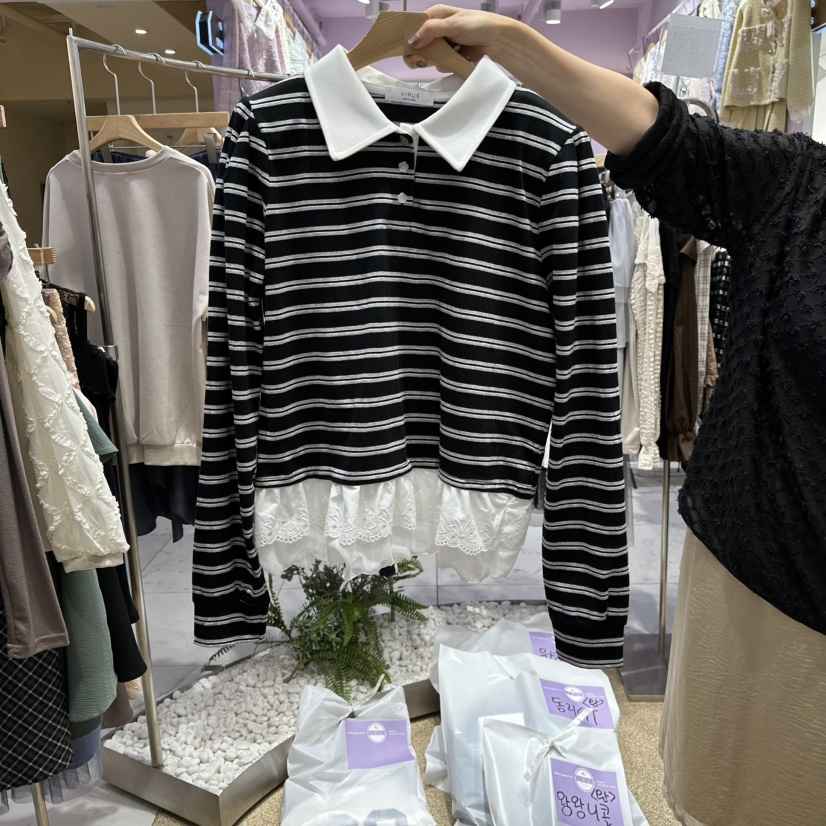 VIRUS東大門㊣直郵女裝新款休閑人氣熱賣時尚長袖T恤假兩件VIRUS長袖T恤