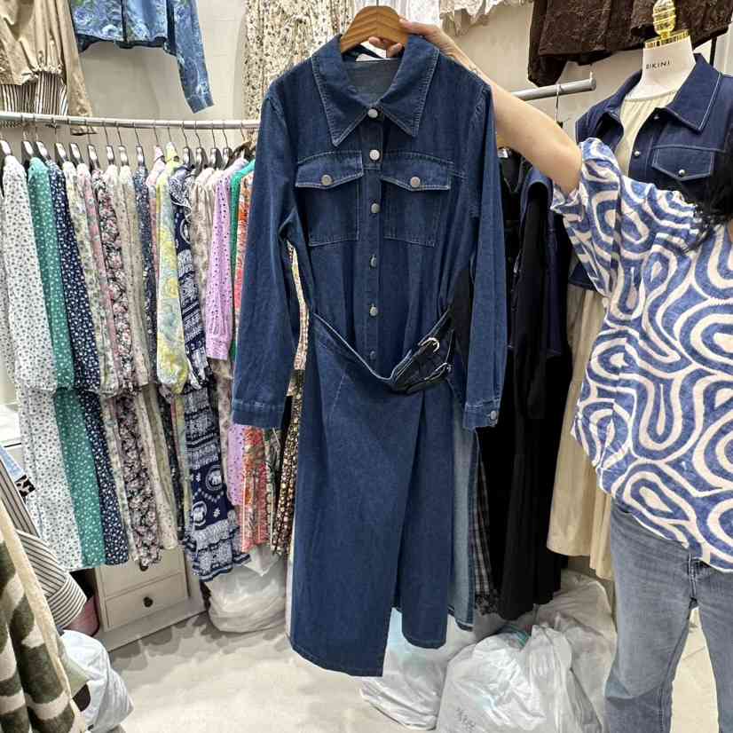 BIKINI東大門㊣實拍女士新款真品職業熱賣25秋冬連衣裙腰帶BIKINI連衣裙