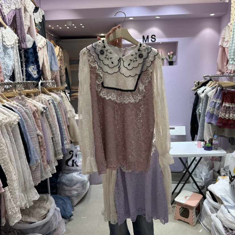 MS韓國代購㊣女裝新款人氣推薦25秋冬真品熱賣職業襯衫蕾絲衫MS襯衫/蕾絲衫