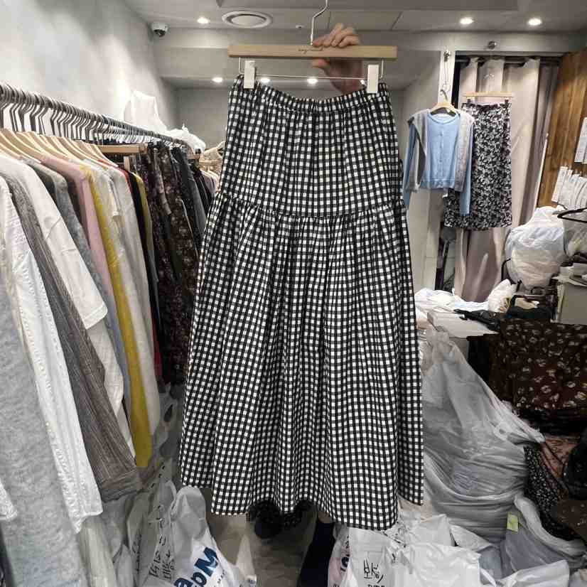 LOGROAD韓國代購㊣女裝新品時尚熱賣人氣職業半身裙中短裙格子LOG ROAD半身裙/中短裙