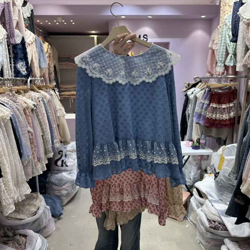 MS韓國直郵㊣女士新品25秋冬休閑真品人氣推薦熱賣襯衫蕾絲衫MS襯衫/蕾絲衫