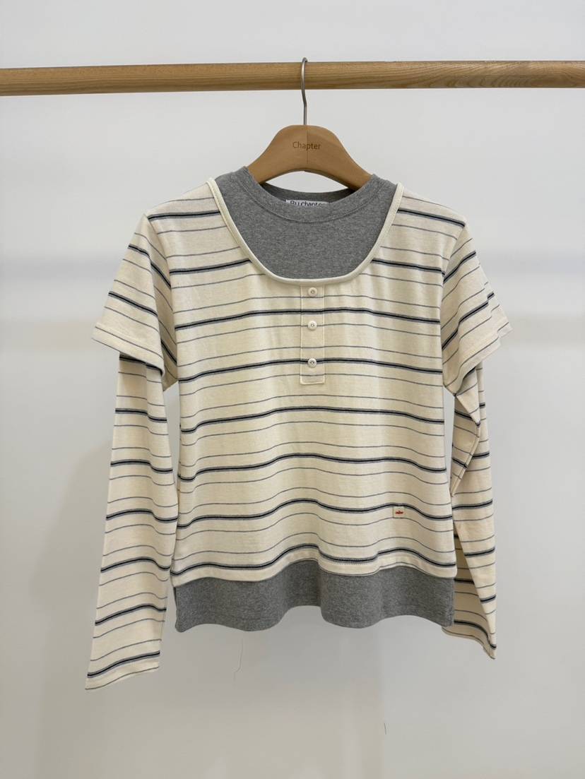 BY CHAPTER東大門㊣實拍女士新品時尚真品職業長袖T恤假兩件BY Chapter長袖T恤